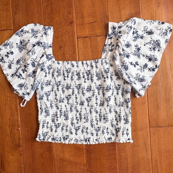 JAPNA Smocked Cropped Tops Pink & Blue L - Picture 10 of 11